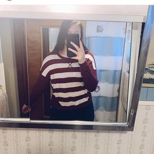 kohl’s maroon & white striped knitted long sleeve